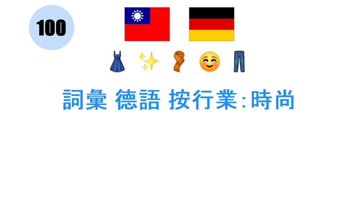 詞彙 德語 按行業：時尚